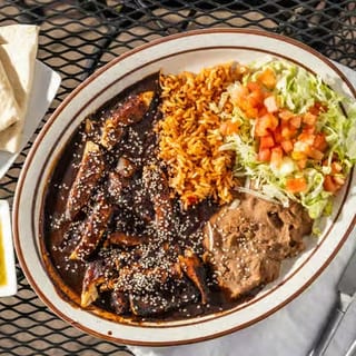 Chicken Mole Enchilada Plate