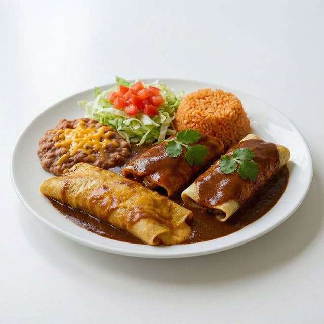 C-10 Cheese Enchilada, Two Beef Tacos.